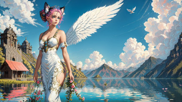 Картинка аниме ангелы +демоны нейросети графика нейроарт ai art нейронные сети рисунки нейро искусство