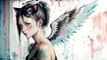 Картинка аниме ангелы +демоны нейросети графика нейроарт ai art нейронные сети рисунки нейро искусство