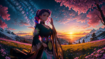 Картинка аниме пейзажи +природа нейросети графика нейроарт ai art нейронные сети рисунки нейро искусство