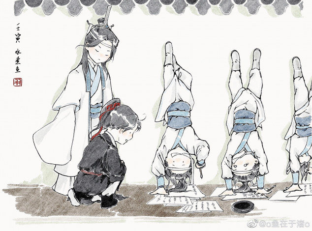 Обои картинки фото аниме, mo dao zu shi, лань, ванцзи, вэй, усянь, адепты, тренировка