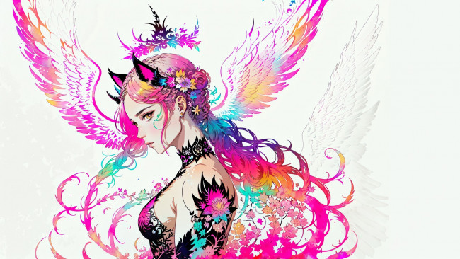 Обои картинки фото аниме, ангелы,  демоны, нейросети, графика, нейроарт, ai, art, нейронные, сети, рисунки, нейро, искусство