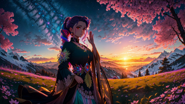 Обои картинки фото аниме, пейзажи,  природа, нейросети, графика, нейроарт, ai, art, нейронные, сети, рисунки, нейро, искусство