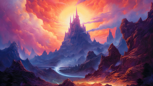 Обои картинки фото фэнтези, замки, нейросети, графика, нейроарт, ai, art, нейронные, сети, рисунки, нейро, искусство