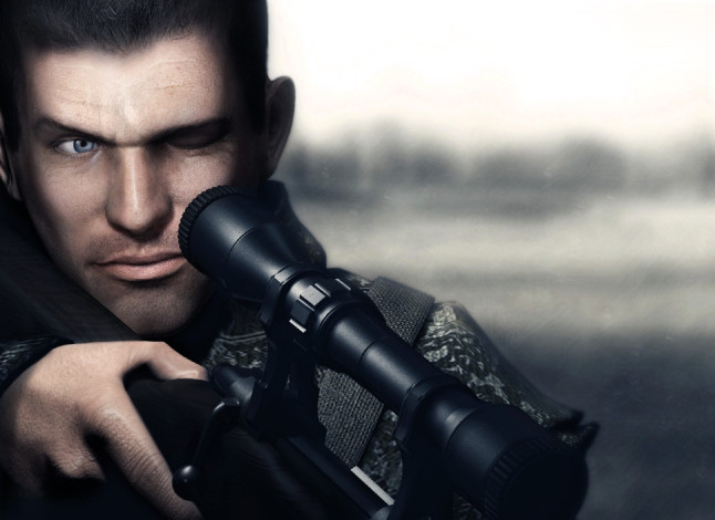 Обои картинки фото видео игры, смерть шпионам,  момент истины, снайпер, лицо, винтовка, оружие, прицел