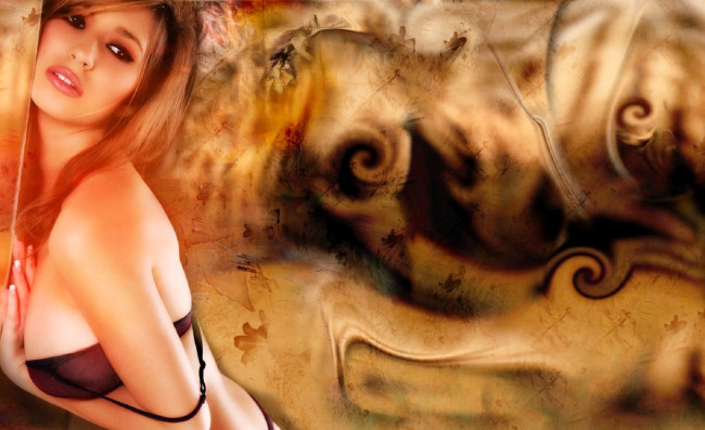 Обои картинки фото девушки, shay laren, шатенка, белье