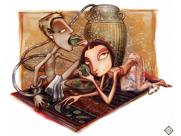 Обои картинки фото мелонхолические, девушки, 11, рисованные, люди