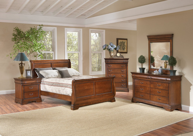 Обои картинки фото интерьер, спальня, картины, кровать, тумбочки