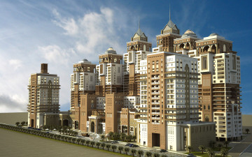 Картинка 3д графика architecture архитектура облака деревья дом