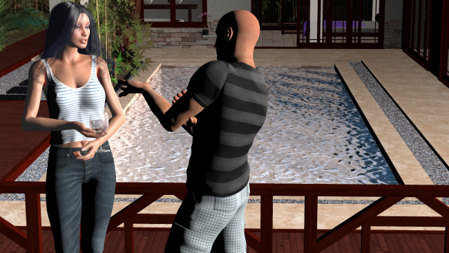 Обои картинки фото 3д, графика, people, люди, девушка, парень, бассейн