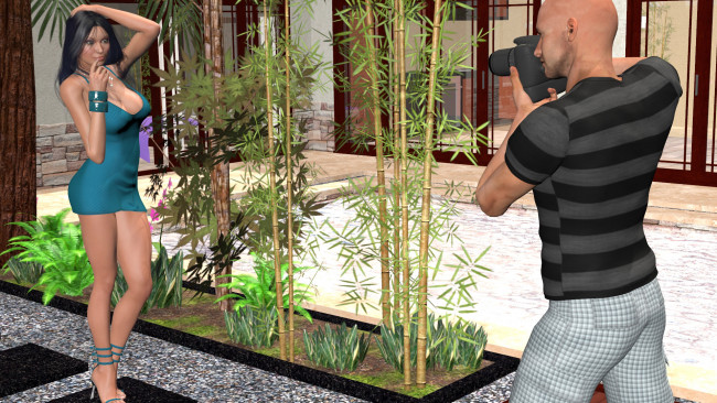 Обои картинки фото 3д, графика, people, люди, фотосесия, парень, растения, девушка