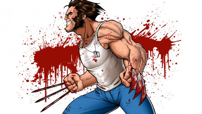 Обои картинки фото рисованные, комиксы, лезвие, cartoon, комикс, art, когти, ярость, wolverine, x-men, росомаха