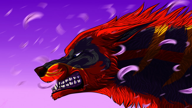 Обои картинки фото рисованные, животные, сказочные, мифические, волк