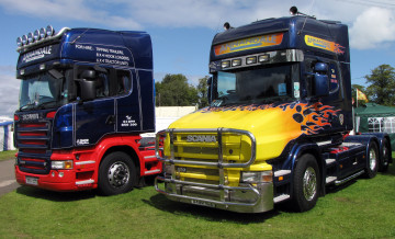 Картинка scania автомобили scania+ выставка улица тягач седельный грузовик тяжелый