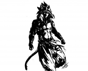 обоя разное, арты, арт, парень, чёрно-белый, фантастика, оборотень