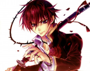 Картинка аниме kiss+of+rose+princess art катана розы шипы kaede higa aya shouoto белый фон kiss of rose princess ножны