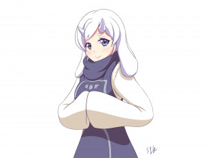 Картинка аниме животные +существа фон взгляд девушка