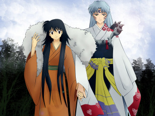 Картинка аниме inuyasha арт инуяша сешимару демон-пёс рин романтика пара