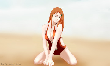 Картинка аниме bleach взгляд девушка фон