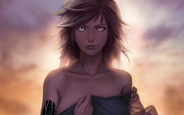 Картинка фэнтези девушки lepus взгляд art девушка жест робот ветер