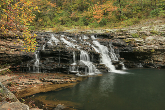 Обои картинки фото природа, водопады, лес, водопад, река