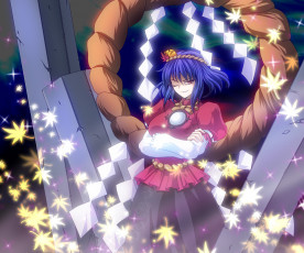 Картинка аниме touhou девушка взгляд фон