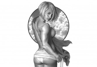 Картинка рисованное люди небо взгляд фон девушка