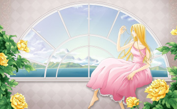 Картинка аниме unknown +другое девушка фон взгляд