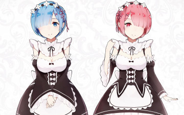 Картинка аниме re +zero+kara+hajimeru+isekai+seikatsu девушки взгляд фон