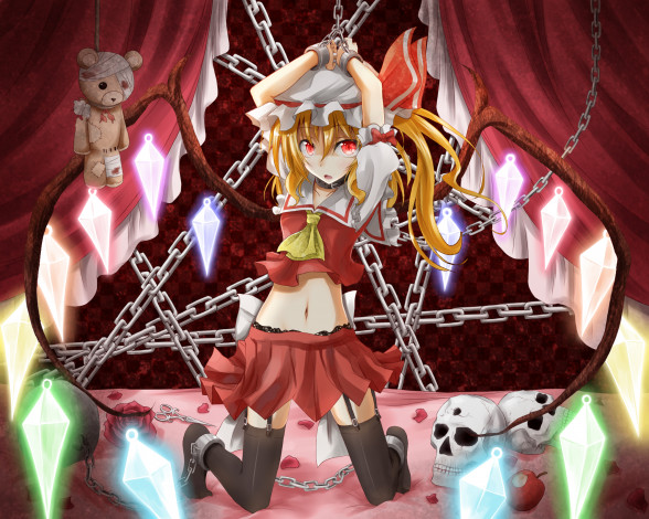 Обои картинки фото аниме, touhou, девушка, фон, взгляд