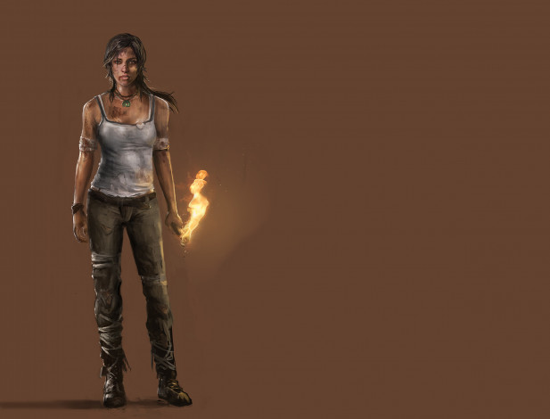 Обои картинки фото рисованное, комиксы, огонь, взгляд, фон, девушка