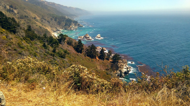 Обои картинки фото природа, побережье, море, горы, скалы, деревья