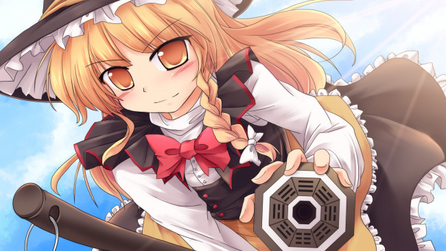 Обои картинки фото аниме, touhou, фон, взгляд, девушка