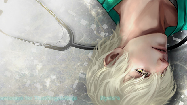 Обои картинки фото рисованное, люди, взгляд, парень, доктор, портрет