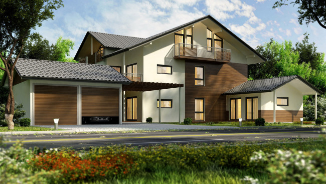 Обои картинки фото города, - здания,  дома, балкон, дом, гараж