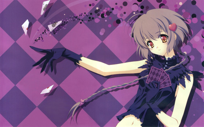 Обои картинки фото parasol, аниме, девушка, взгляд, фон