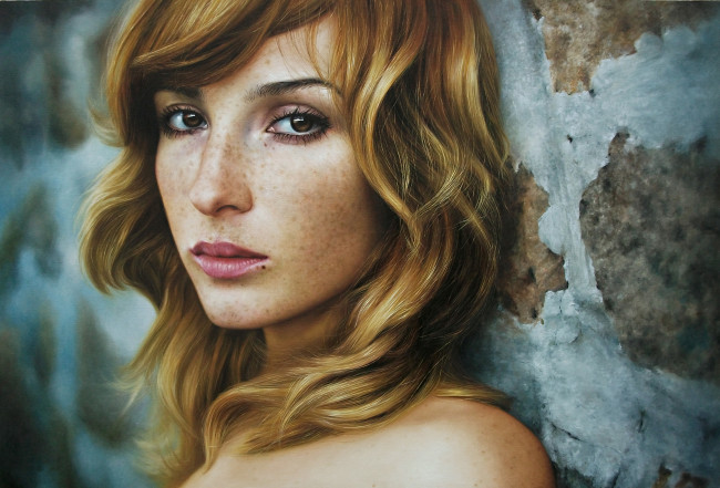 Обои картинки фото рисованное, люди, взгляд, фон, девушка