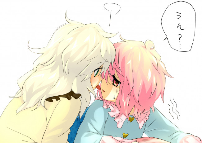 Обои картинки фото аниме, touhou, взгляд, девушки, фон