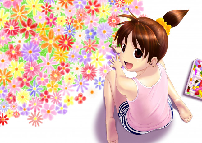 Обои картинки фото аниме, unknown,  другое, девушка, взгляд, фон