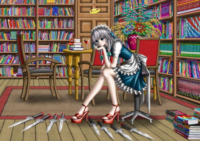 Обои картинки фото аниме, touhou, взгляд, фон, девушка