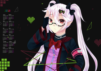 Картинка календари аниме взгляд сердце очки 2018 девочка