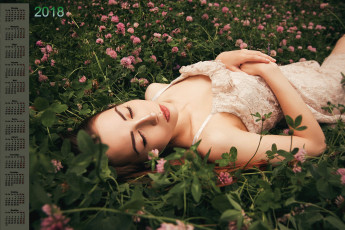 Картинка календари девушки 2018 цветы