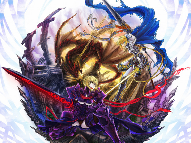 Обои картинки фото аниме, fate, stay night,  grand order,  apocrypha, судьба, ночь, схватки
