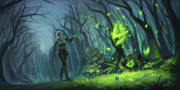 Картинка видео+игры the+witcher+3 +wild+hunt магия девушка фон взгляд