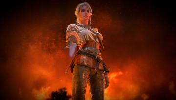 Картинка видео+игры the+witcher+3 +wild+hunt меч униформа фон девушка взгляд