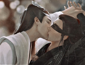 Картинка рисованное кино +мультфильмы вэй усянь лань ванцзы поцелуй