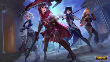 Картинка видео+игры smite девушки фон взгляд униформа оружие