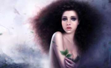 Картинка фэнтези девушки девушка листья туман