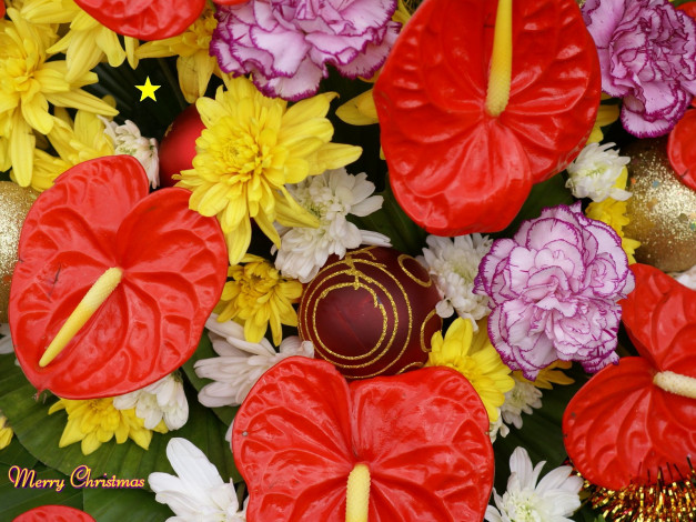 Обои картинки фото праздничные, мишура, гирлянды, цветы