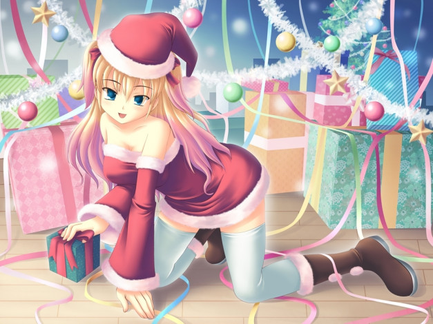 Обои картинки фото аниме, merry, chrismas, winter