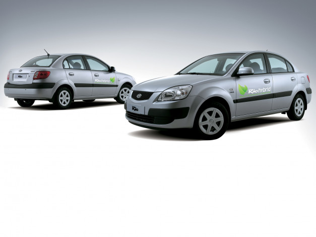 Обои картинки фото rio, hybrid, 2009, автомобили, kia